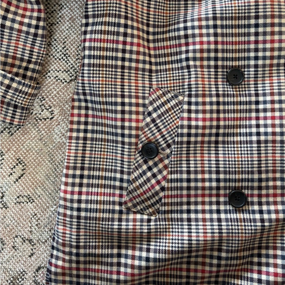ZARA trench coat jacket plaid checkered hood S small Burberry style - Picture 11 of 11